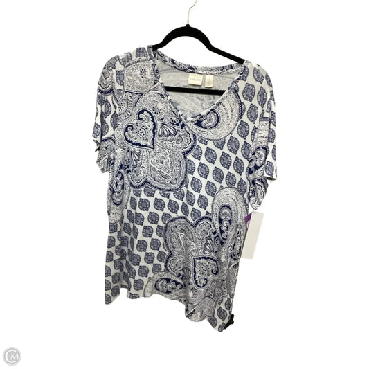 Blouse Short Sleeve By Chicos In Multi-colored, Size: Xl