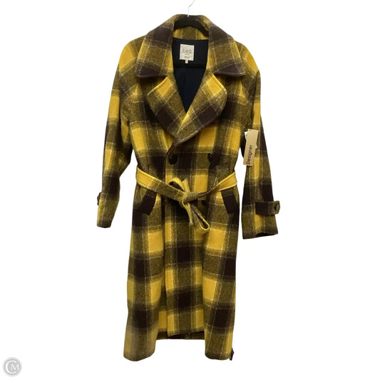 Designer Coat Peacoat By Sea New York In Brown & Yellow, Size: S