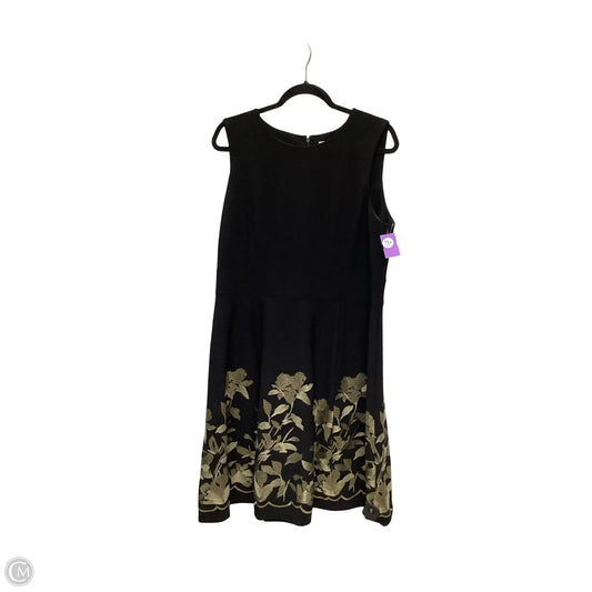 Dress Casual Midi By Calvin Klein In Black & Gold, Size: 16