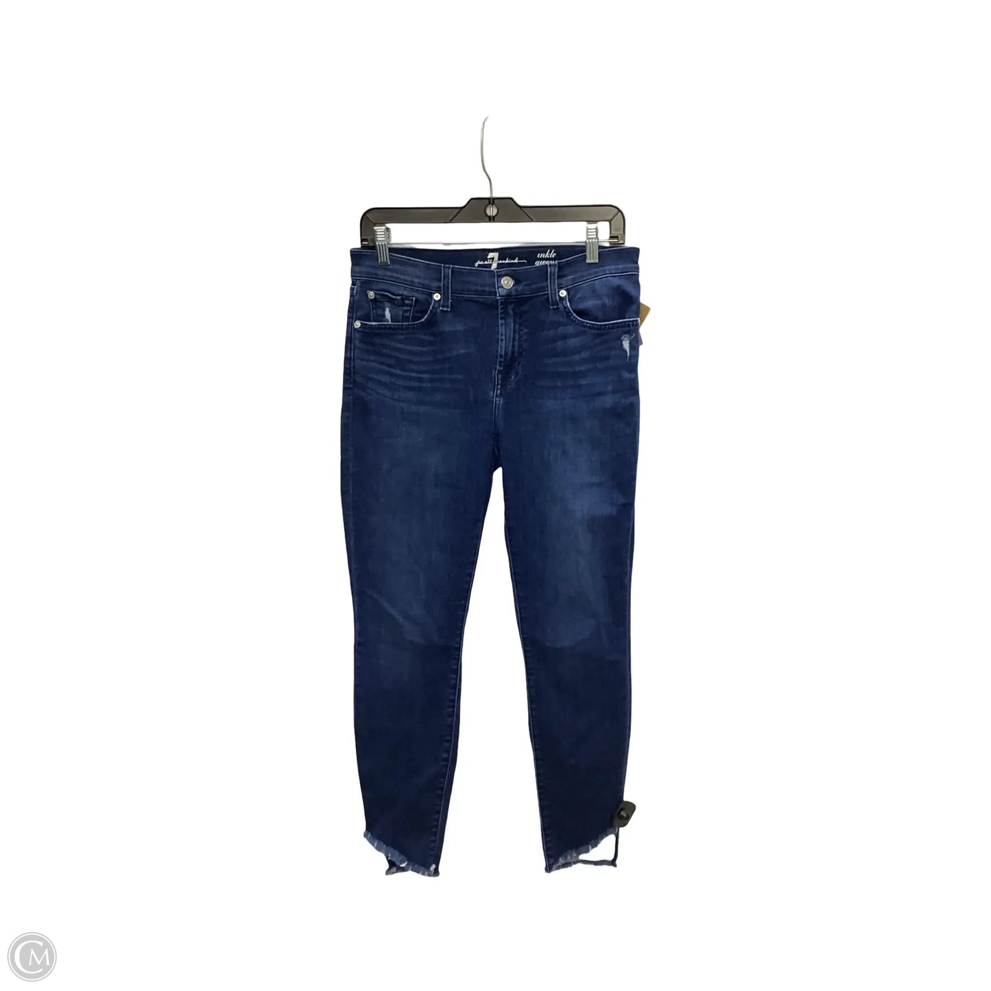 Designer Jeans Cropped By 7 For All Mankind In Blue Denim, Size: 6