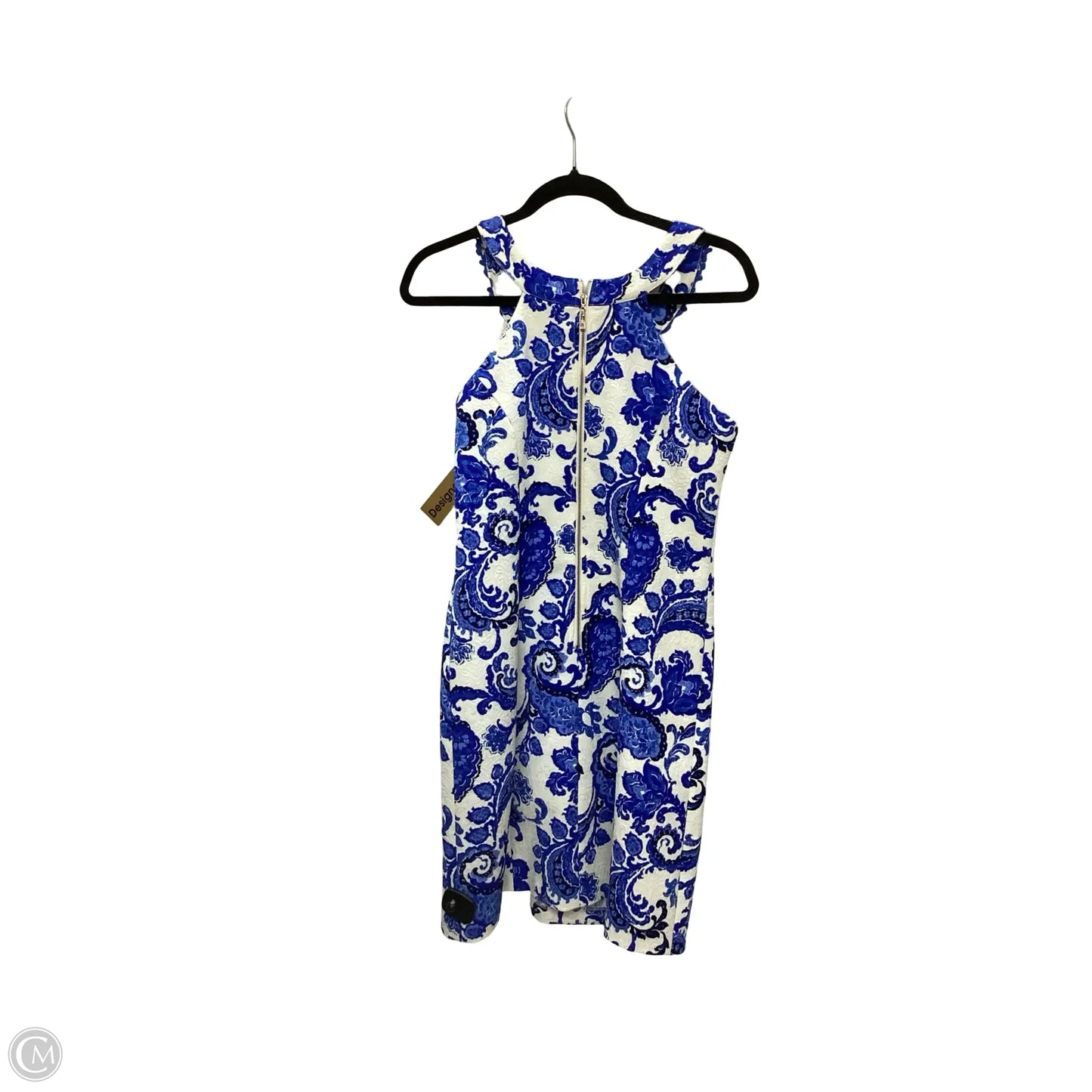 Designer Dress Party Midi By Jade In Blue & White, Size: M