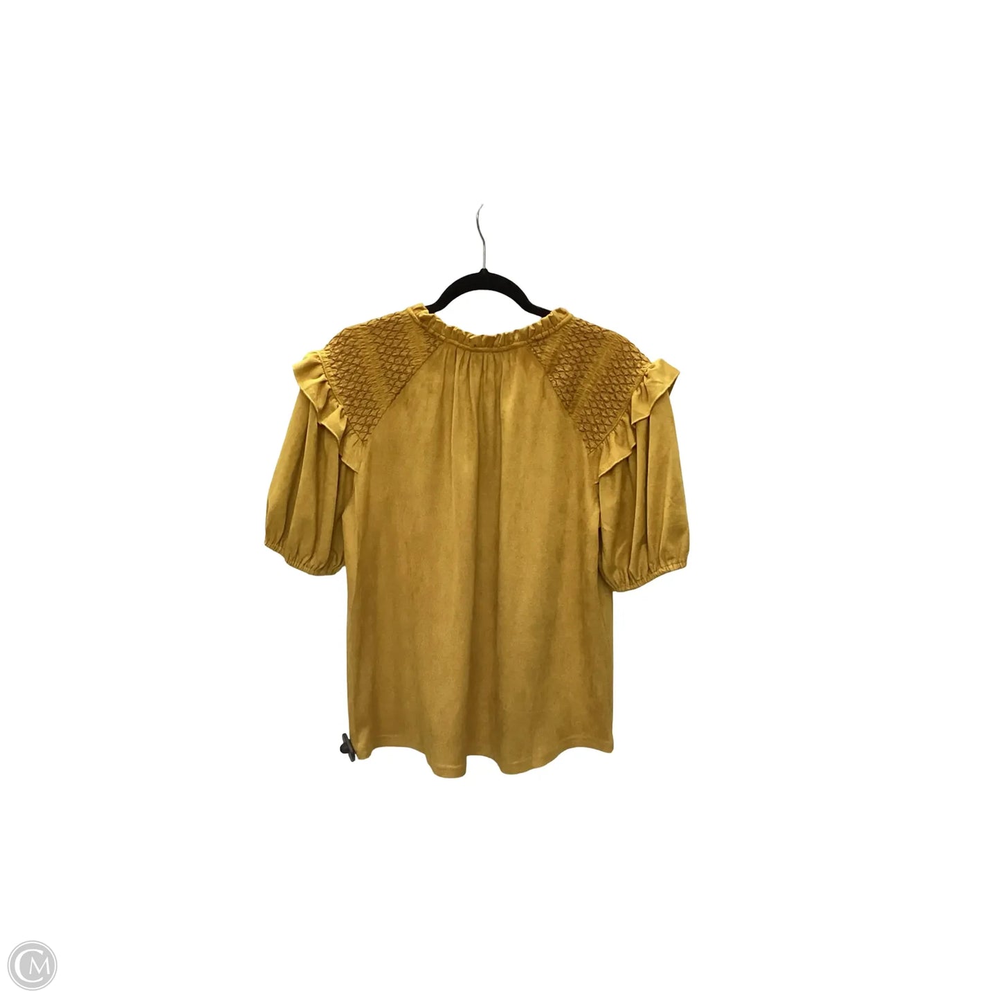 Designer Blouse Short Sleeve By Voy In Yellow, Size: M