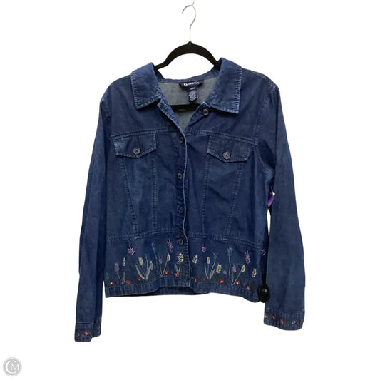 Jacket Denim By Denim And Company In Blue Denim, Size: L