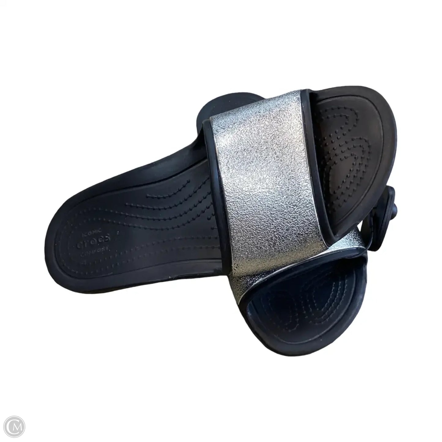 Sandals Flats By Crocs In Black, Size: 7