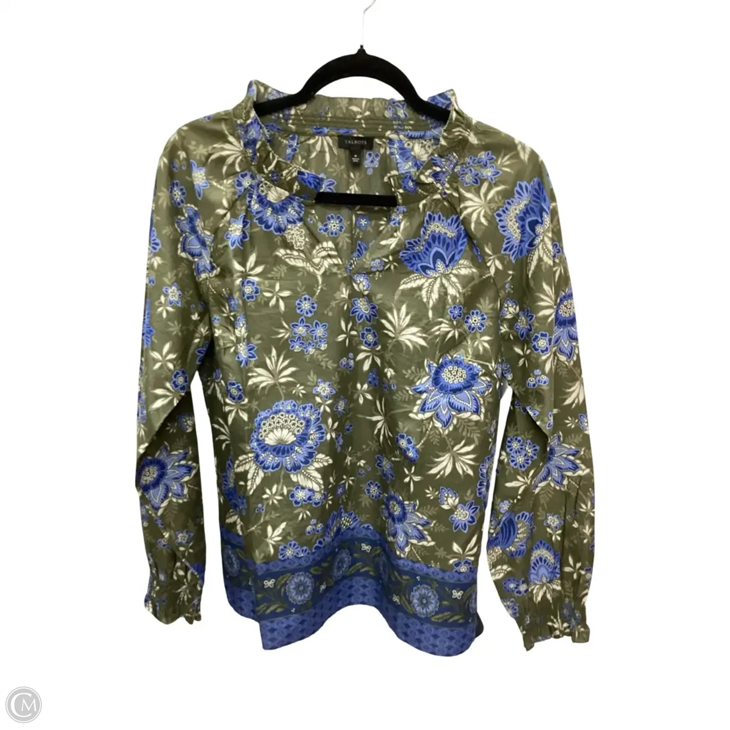 Blouse Long Sleeve By Talbots In Blue & Green, Size: M