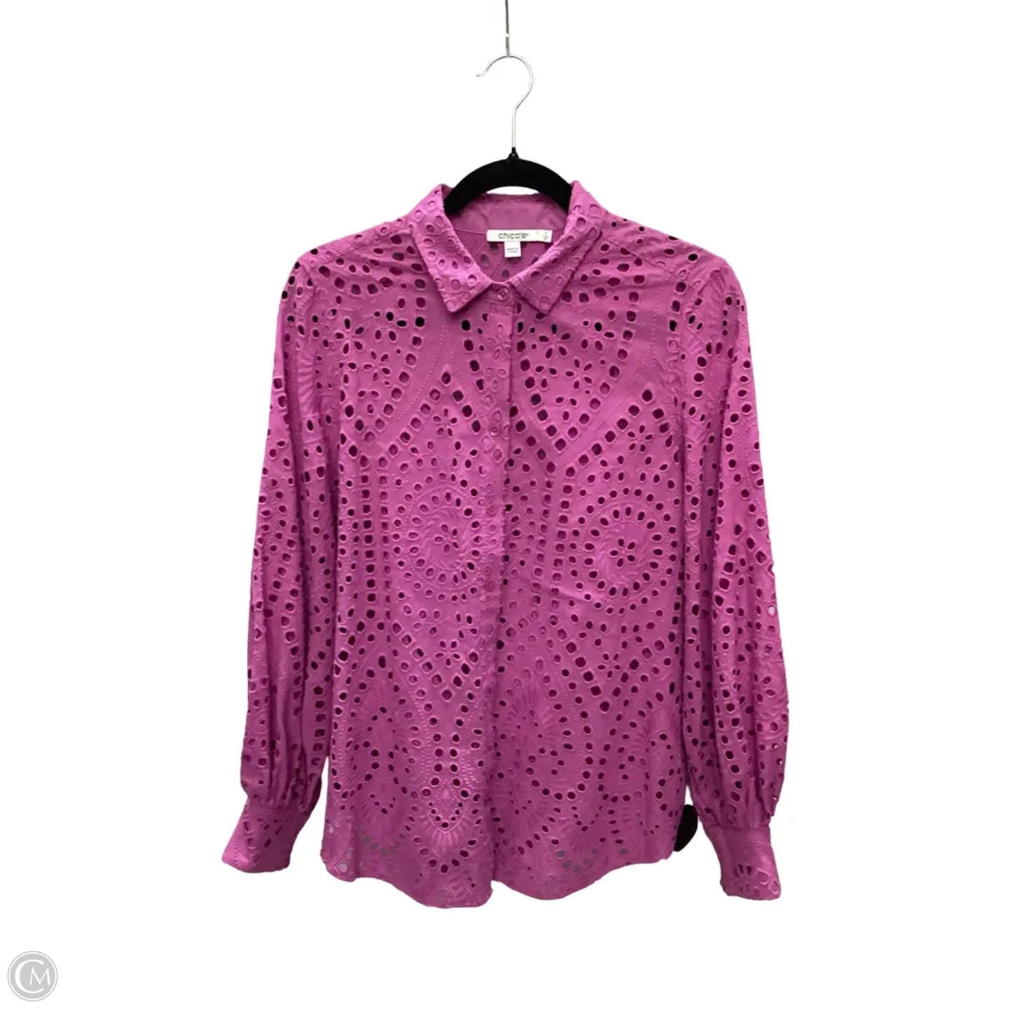 Blouse Long Sleeve By Chicos In Purple, Size: 8