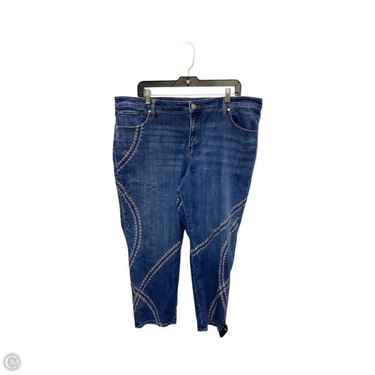 Jeans Cropped By Chicos In Blue Denim, Size: Xl