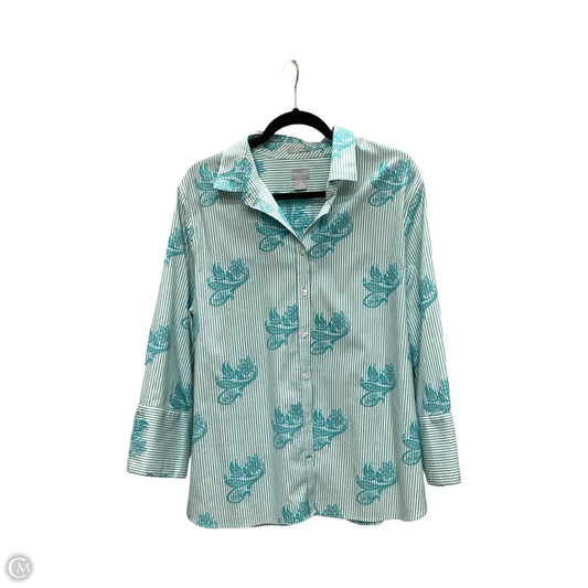 Blouse Long Sleeve By Chicos In Teal, Size: Xl