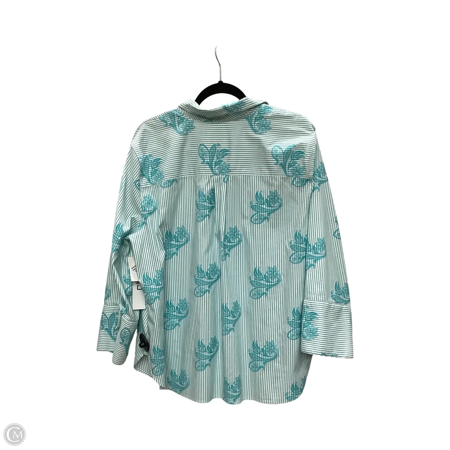 Blouse Long Sleeve By Chicos In Teal, Size: Xl