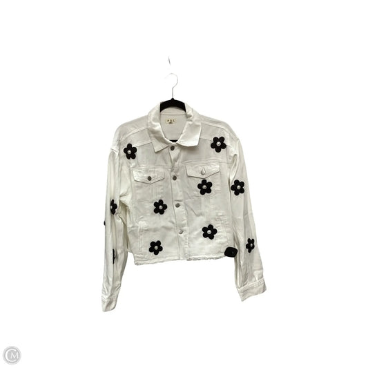 Jacket Denim By Pol In White Denim, Size: L