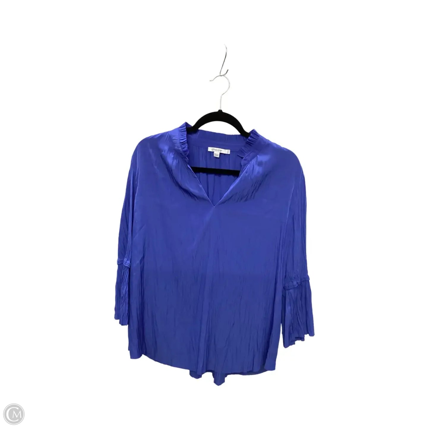 Blouse 3/4 Sleeve By Chicos In Blue, Size: 2