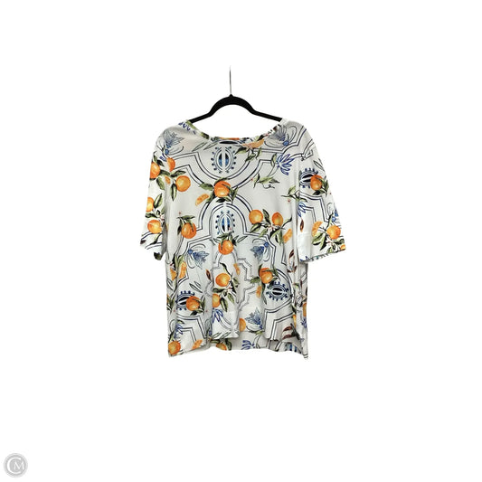 Blouse Short Sleeve By Chicos In Multi-colored, Size: Xl