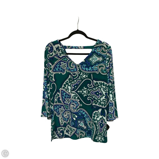 Blouse Long Sleeve By Chicos In Paisley Print, Size: 0