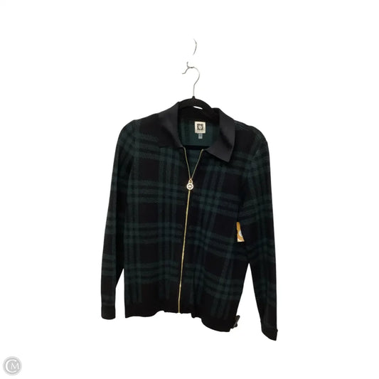 Jacket Moto By Anne Klein In Black & Green, Size: S