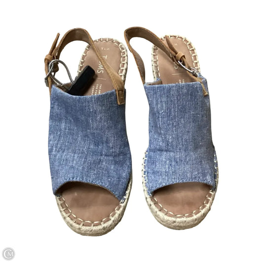 Shoes Heels Wedge By Toms In Tan Denim, Size: 7.5