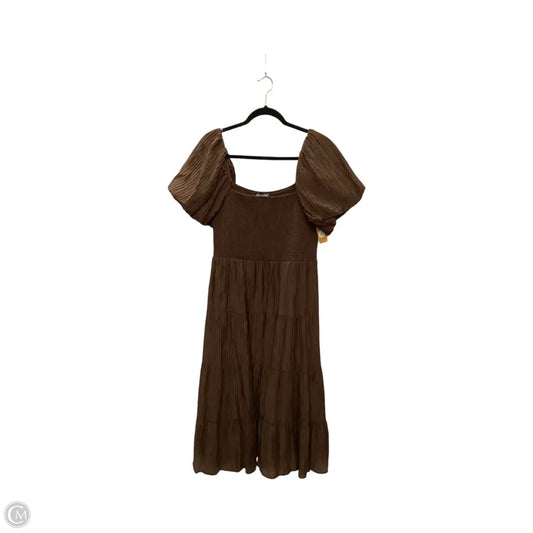 Dress Casual Midi By midnight doll In Brown, Size: Xl