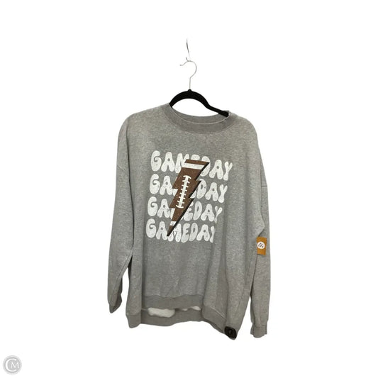 Sweatshirt Crewneck By Pink Lily In Grey, Size: Xl