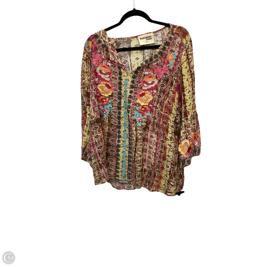Blouse 3/4 Sleeve By Savanna Jane In Multi-colored, Size: 2x