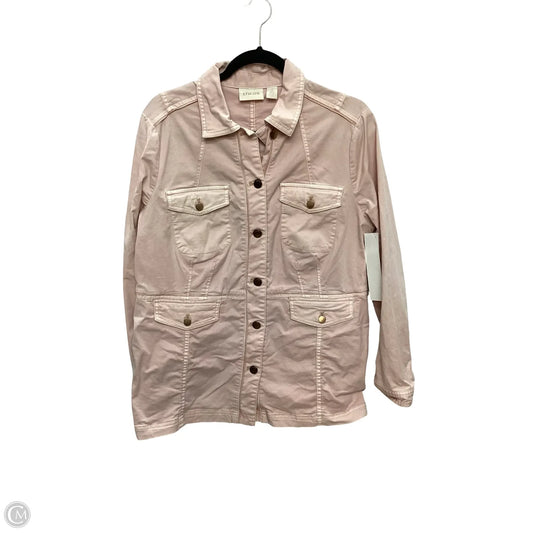 Jacket Denim By Chicos In Pink Denim, Size: L