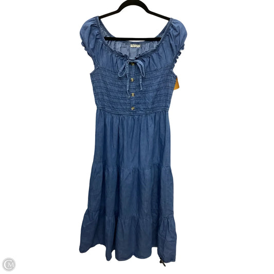 Dress Casual Midi By Speed Control In Blue Denim, Size: L