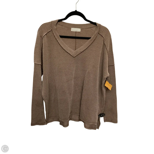 Blouse Long Sleeve By Zenana In Brown, Size: S