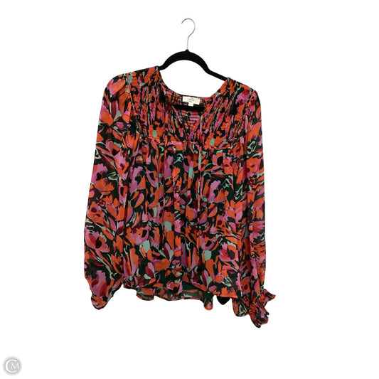 Blouse Long Sleeve By Entro In Multi-colored, Size: L