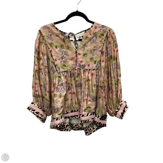 Blouse 3/4 Sleeve By Entro In Floral Print, Size: L