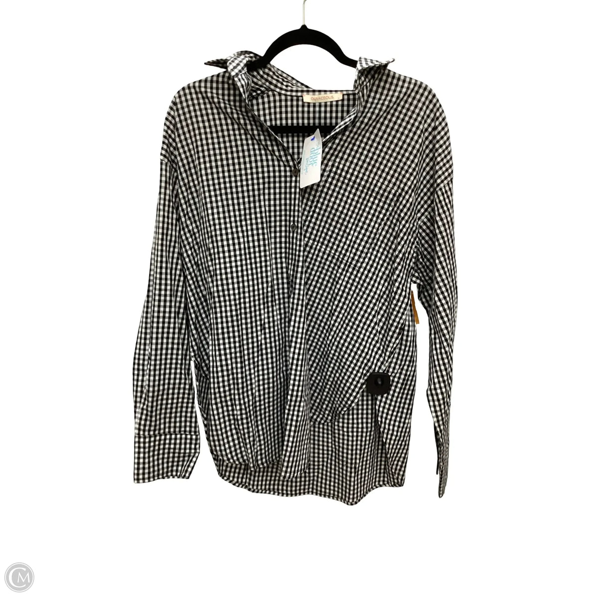 Blouse Long Sleeve By Olivaceous In Checkered Pattern, Size: L