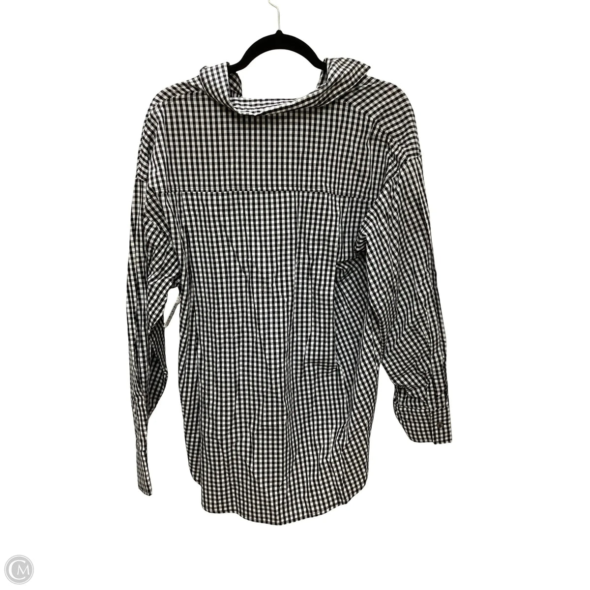 Blouse Long Sleeve By Olivaceous In Checkered Pattern, Size: L