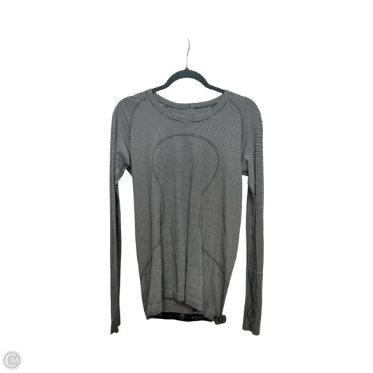 Athletic Top Long Sleeve Collar By Lululemon In Striped Pattern, Size: 10