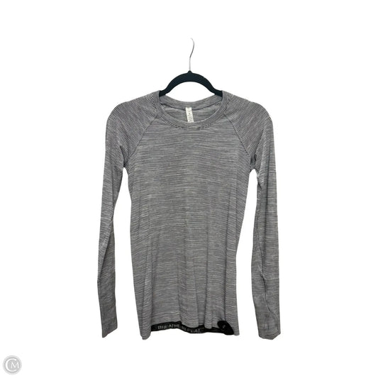 Athletic Top Long Sleeve Collar By Lululemon In Striped Pattern, Size: 6