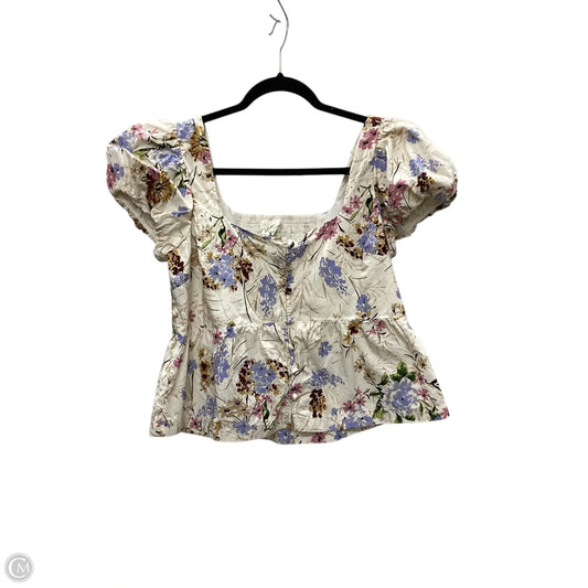 Top Short Sleeve By Anthropologie In Cream, Size: M