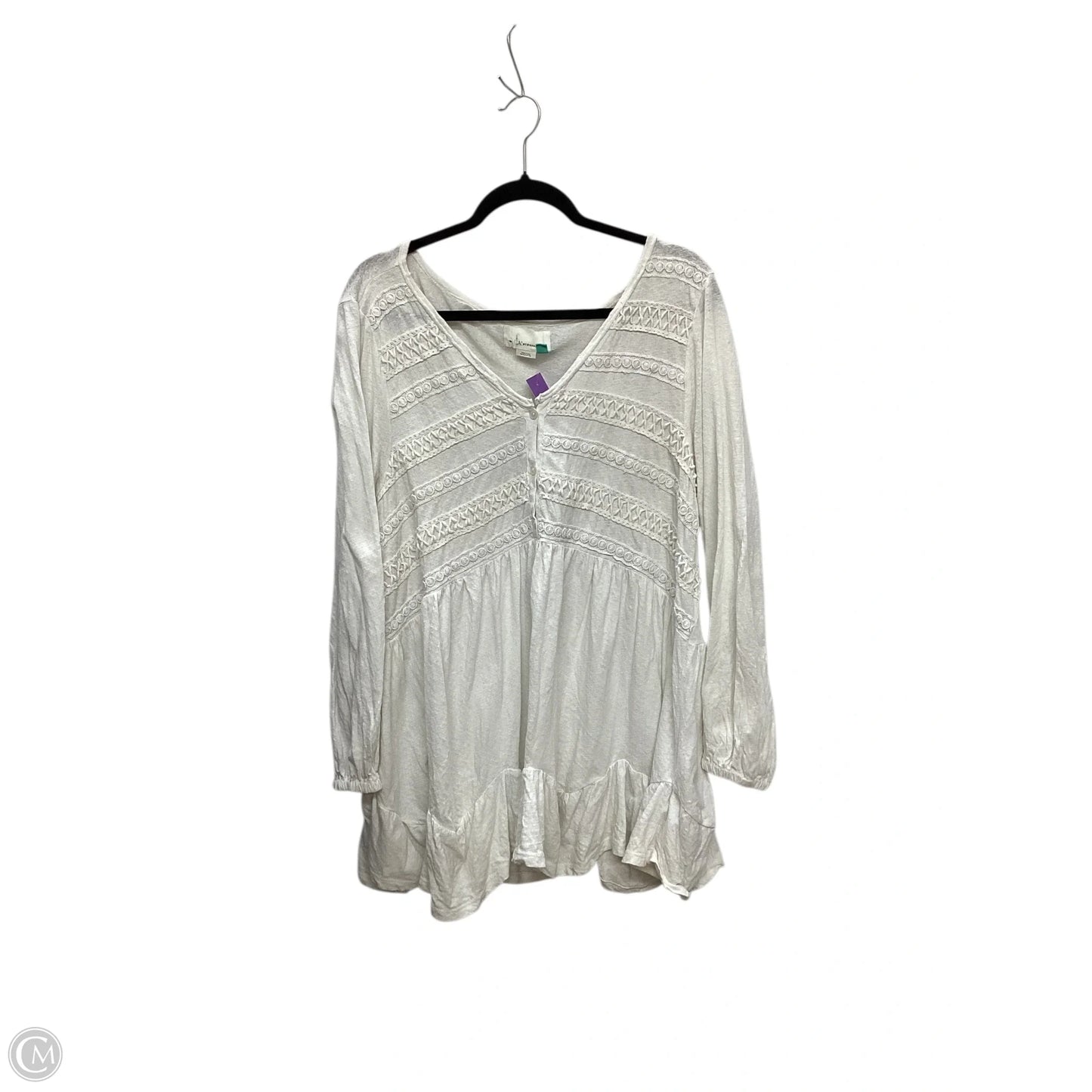 Top Long Sleeve By Anthropologie In White, Size: 1x