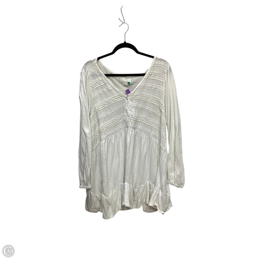 Top Long Sleeve By Anthropologie In White, Size: 1x