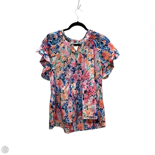 Top Short Sleeve By Umgee In Floral Print, Size: S