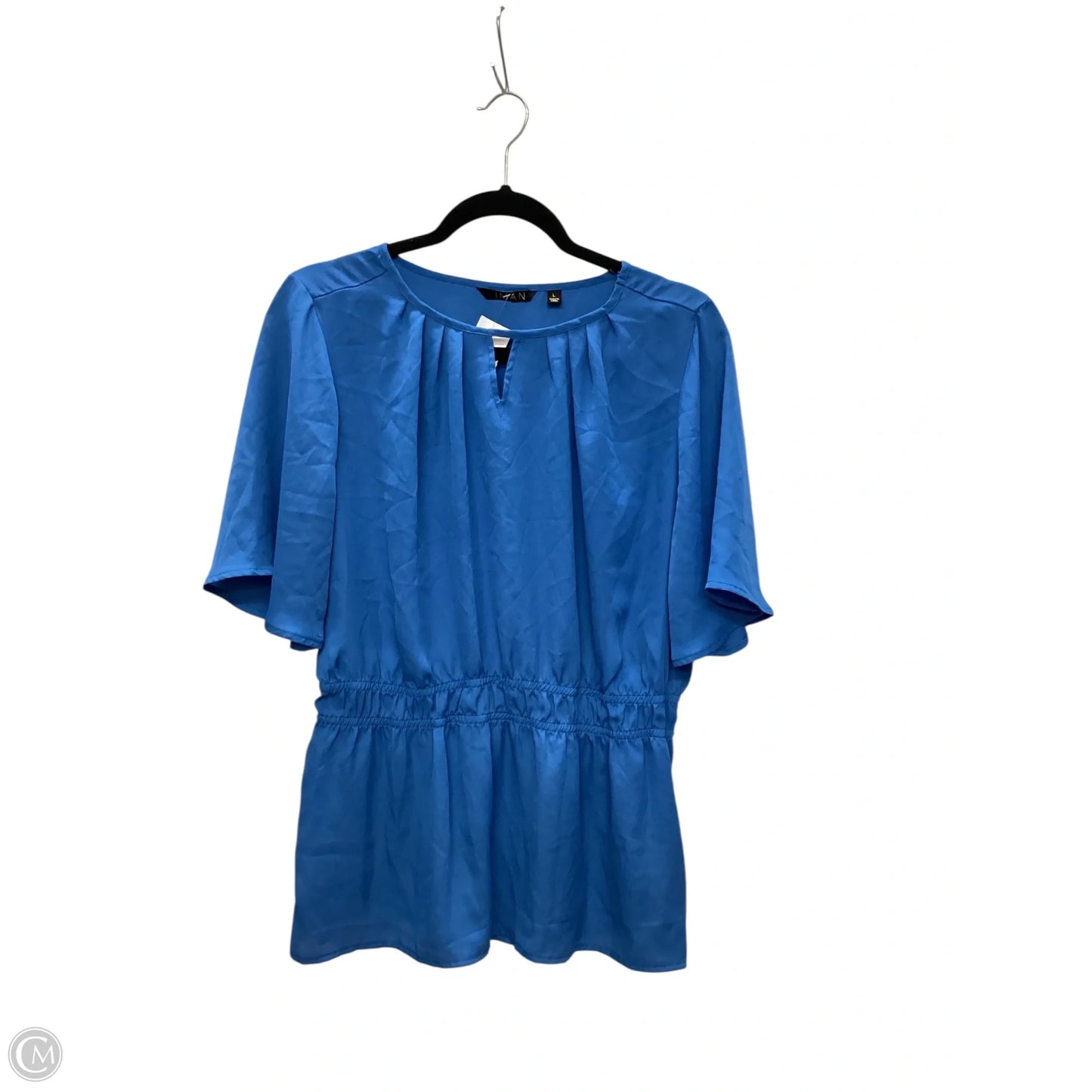 Top Short Sleeve By Iman Hsn In Blue, Size: L