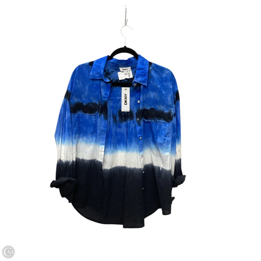 Top Long Sleeve By Dkny In Blue, Size: M