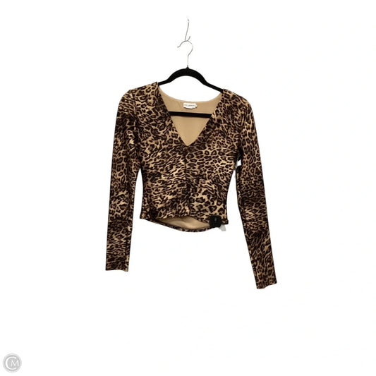 Top Long Sleeve By Good American In Animal Print, Size: M