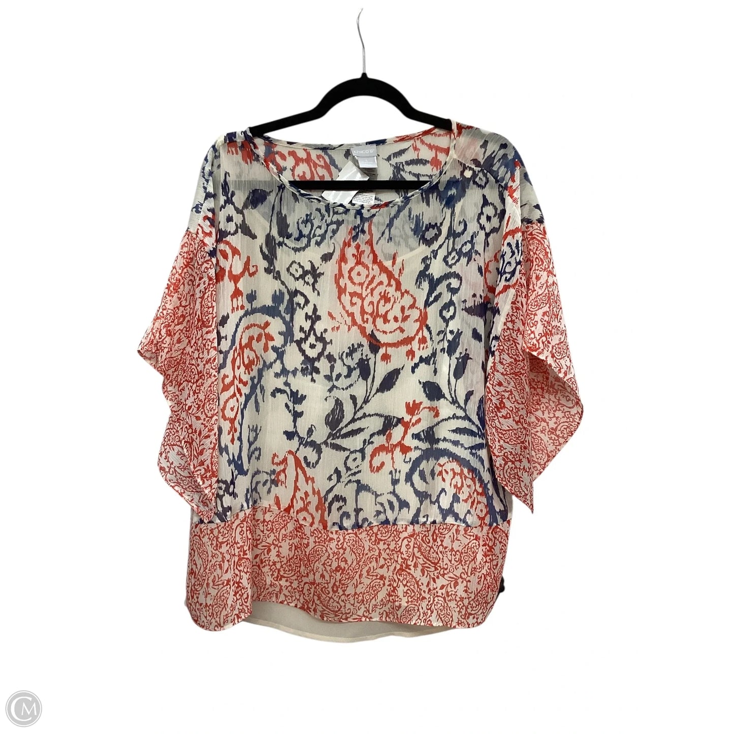 Top Short Sleeve By Chicos In Multi-colored, Size: Xl