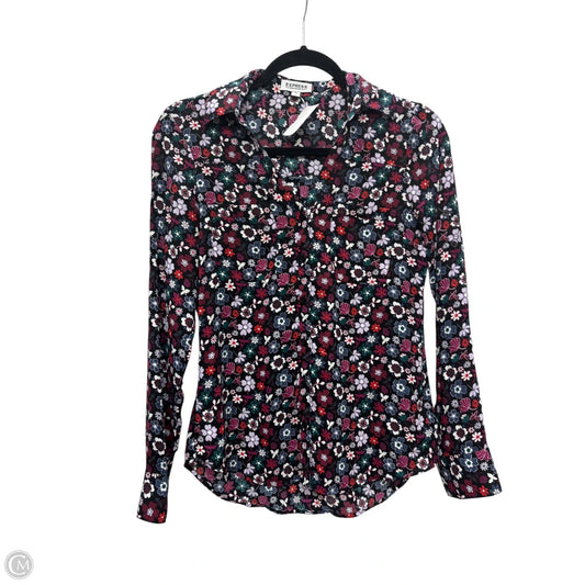 Top Long Sleeve By Express In Floral Print, Size: Xs