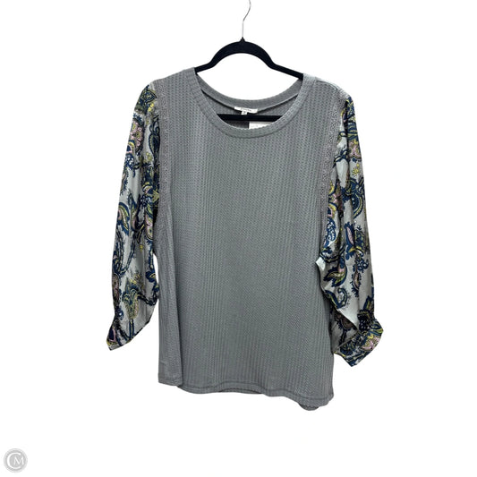Top Long Sleeve By Jodifl In Grey, Size: M