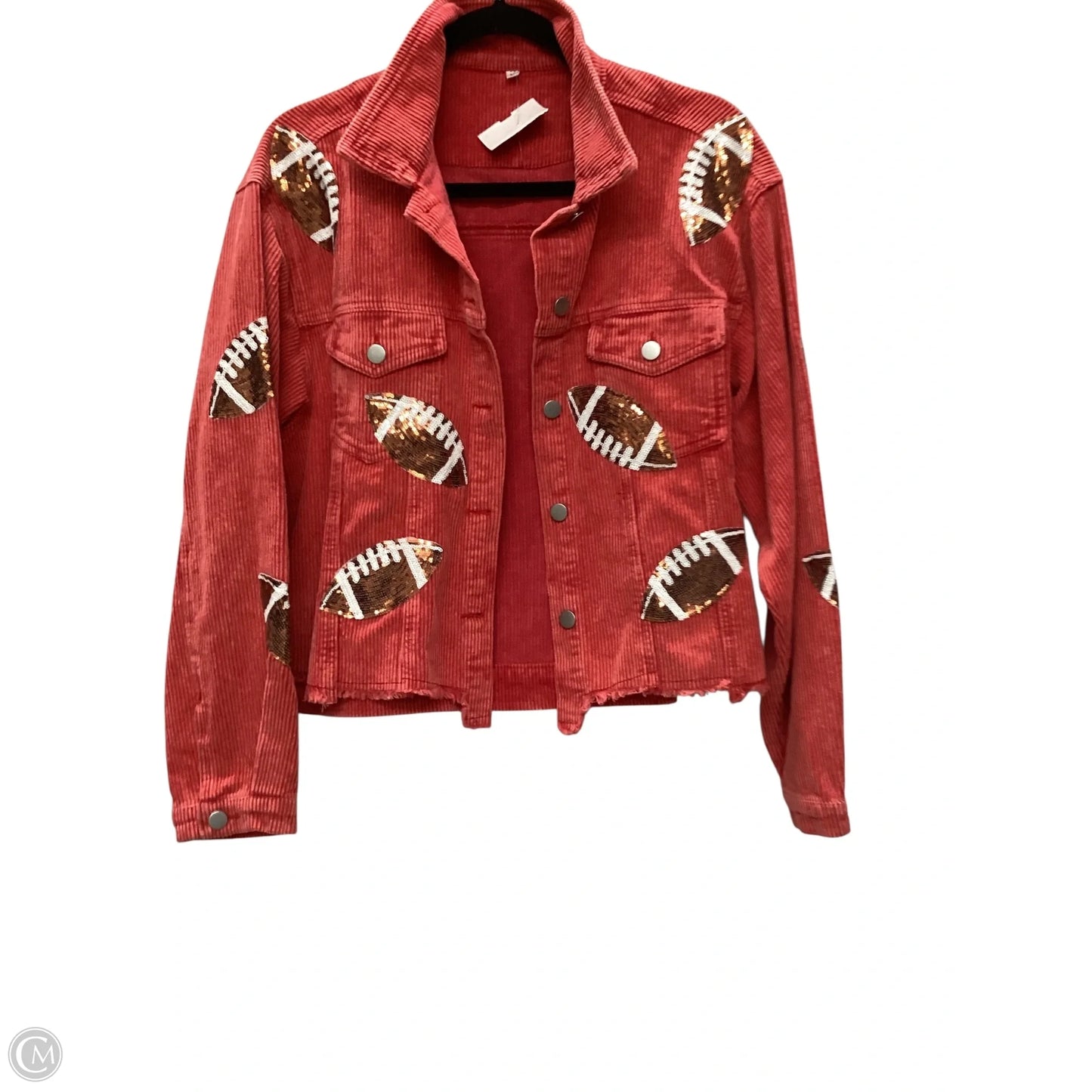 Jacket Denim By Clothes Mentor In Red, Size: M