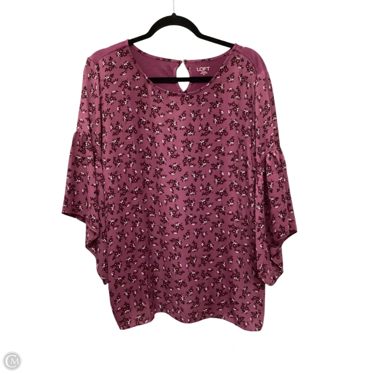 Top 3/4 Sleeve By Loft In Purple, Size: Xl