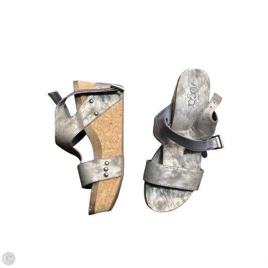 Shoes Heels Wedge By Sugar In Grey, Size: 8.5