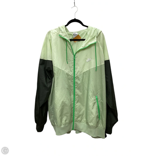 Jacket Windbreaker By Nike Apparel In Black & Green, Size: 4x