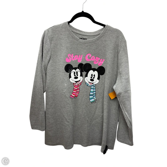 Top Long Sleeve By Disney In Grey, Size: 1x