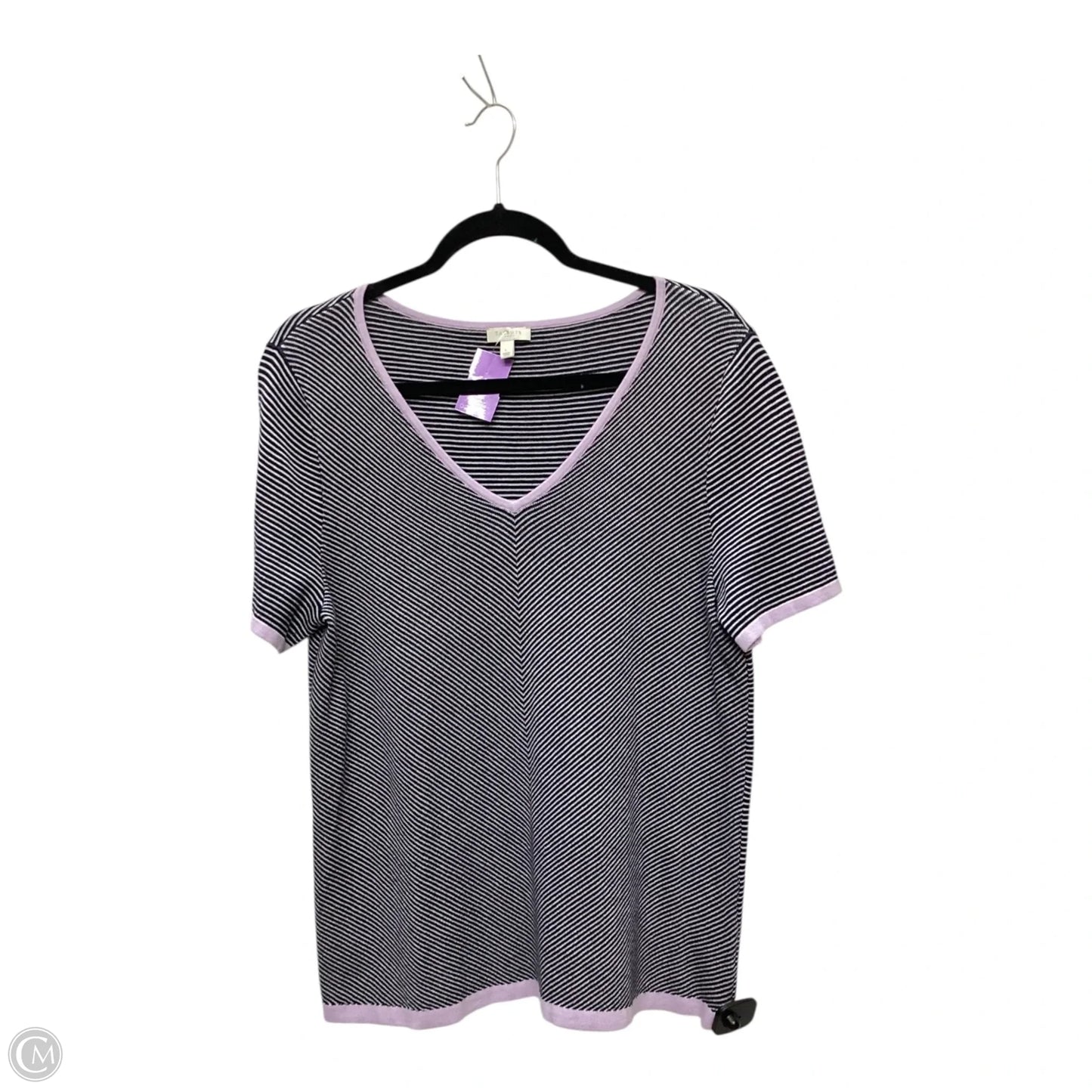 Top Short Sleeve By Talbots In Striped Pattern, Size: L