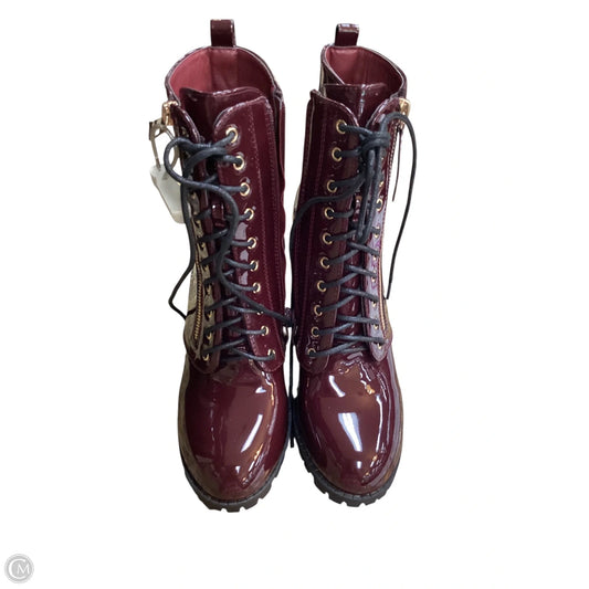 Boots Ankle Heels By Fashion Nova In Maroon, Size: 9