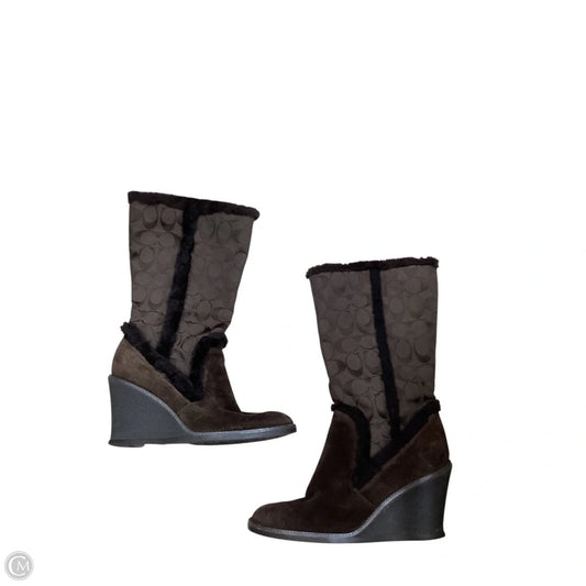 Boots Designer By Coach In Brown, Size: 8.5