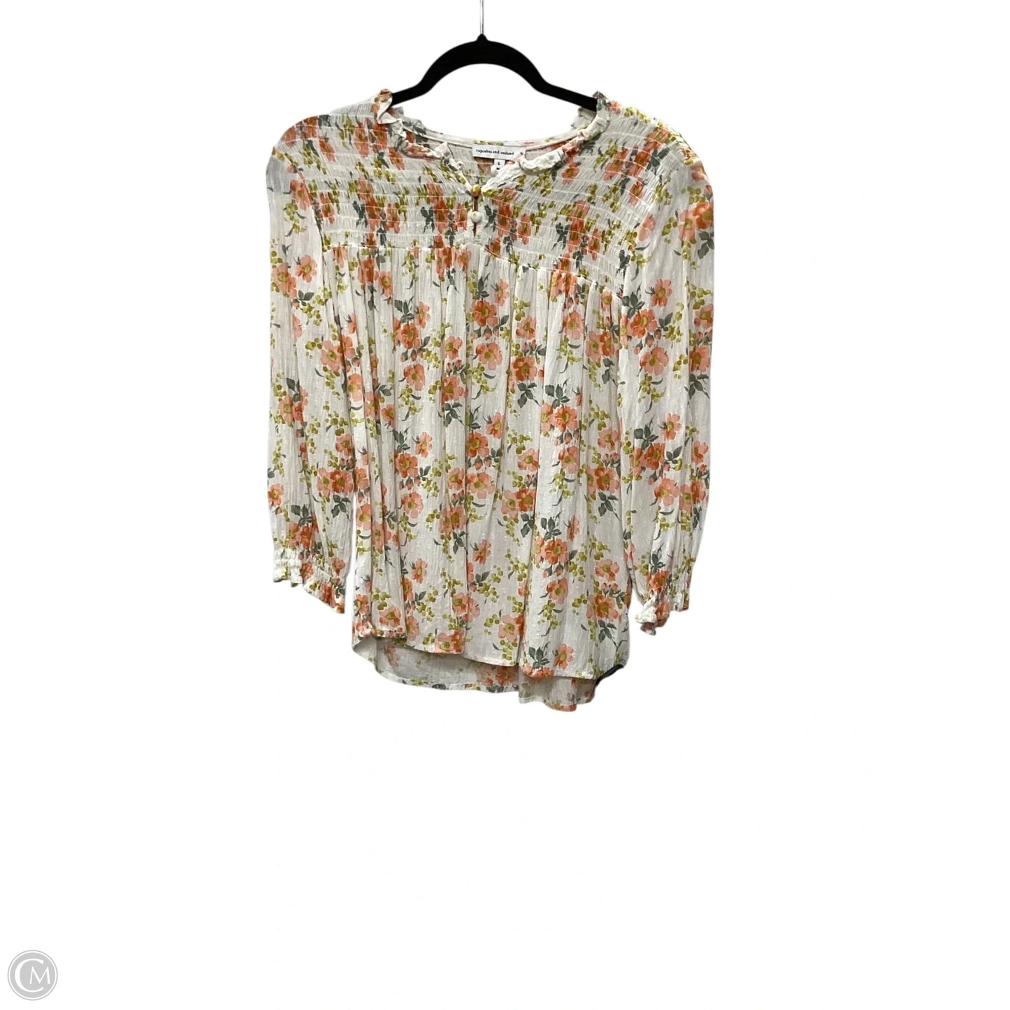 Top 3/4 Sleeve By Cupcakes And Cashmere In Floral Print, Size: L